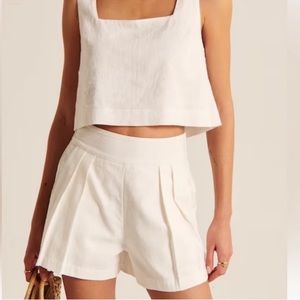 Abercrombie white linen shorts extra extra small